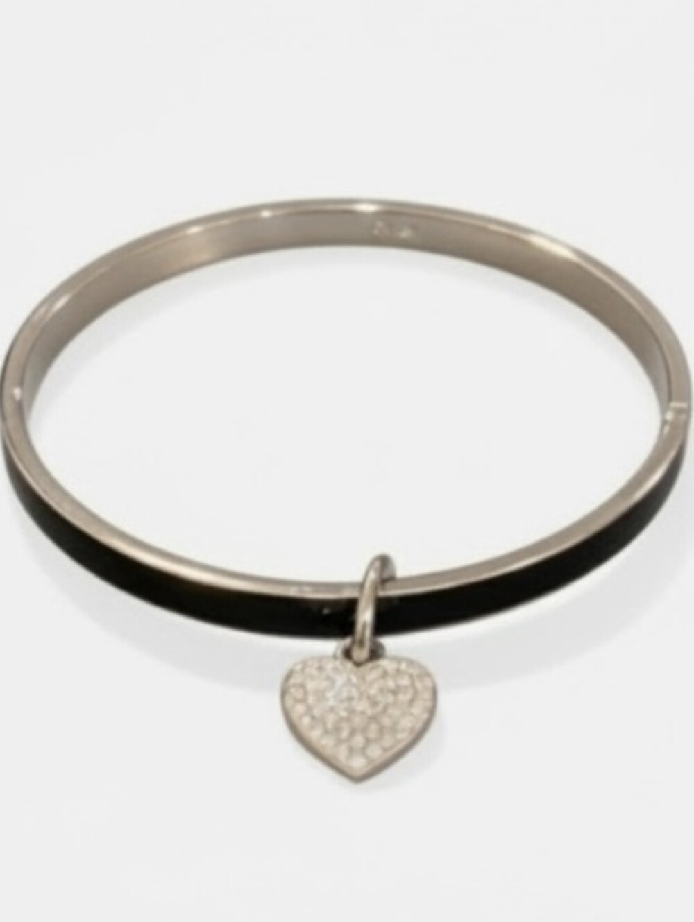 🖤Coach Black Pavé Crystal Heart Charm Bracelet Stackable & BONUS Black Bangle🖤